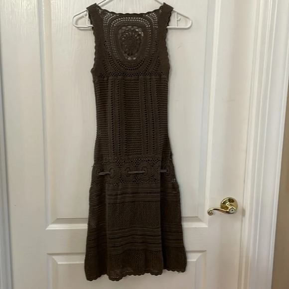 Athleta Brown Knit Crochet Dress Size XS Boho Festival - Picture 3 of 8